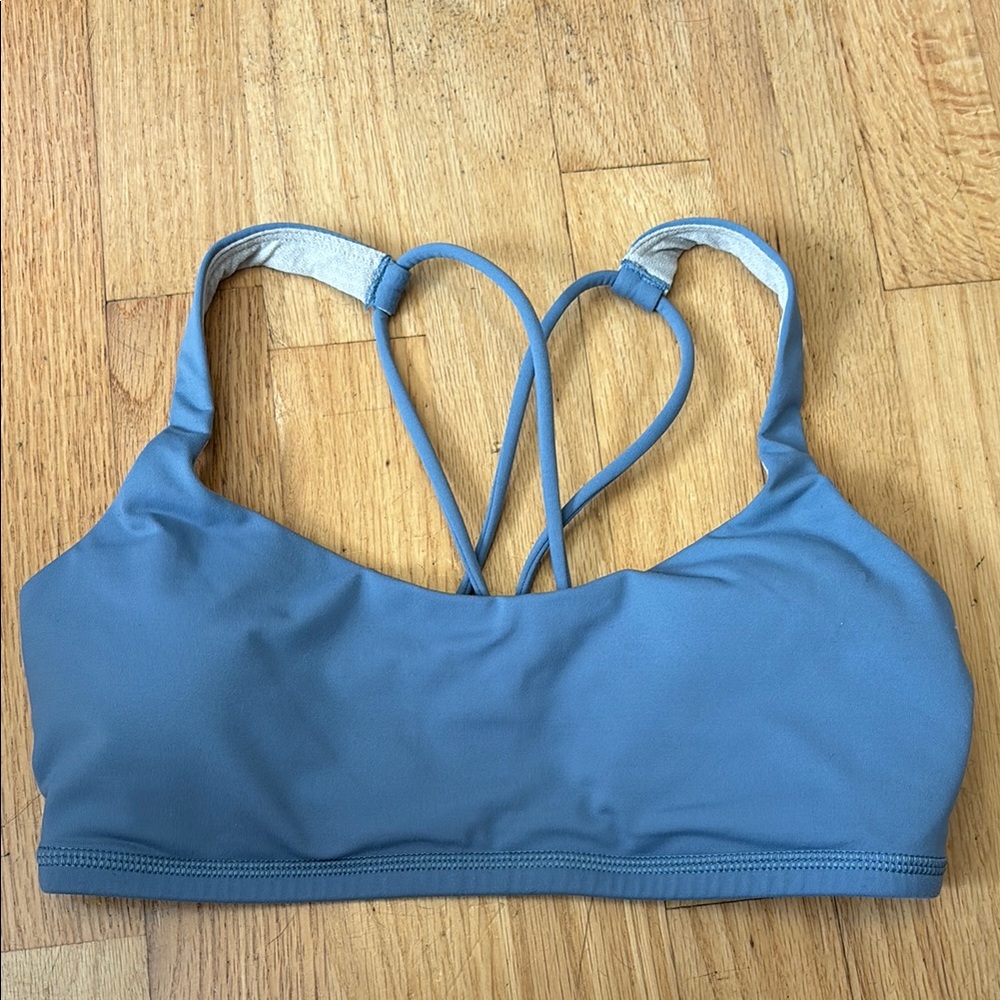Lululemon Blue/Grey Sports Bra with Cross-Back Design